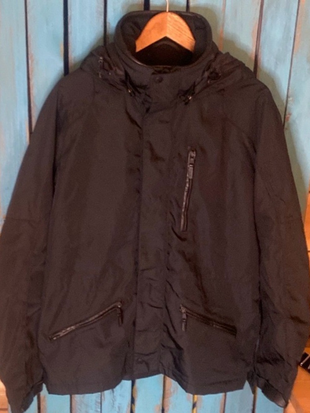 RLX Ralph Lauren nylon parka size medium black full zip with snaps